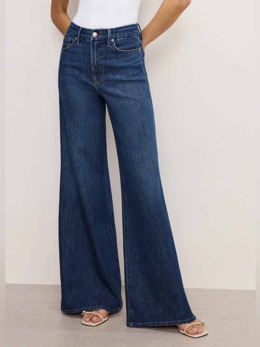 GOOD AMERICAN GOOD WAIST PALAZZO HIGH RISE WIDE LEG jeans New - Picture 6 of 16